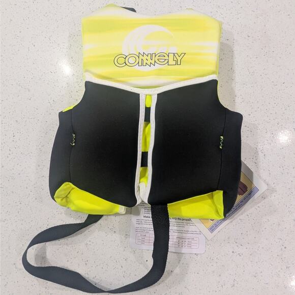 Connelly Child V-Back Life Jacket Neon Yellow Safety Swim Summer Pool Travel - Picture 2 of 4